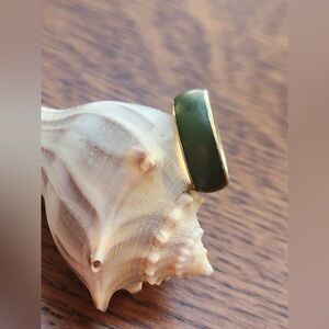 Rare 14k yellow gold and dark jade wedding band